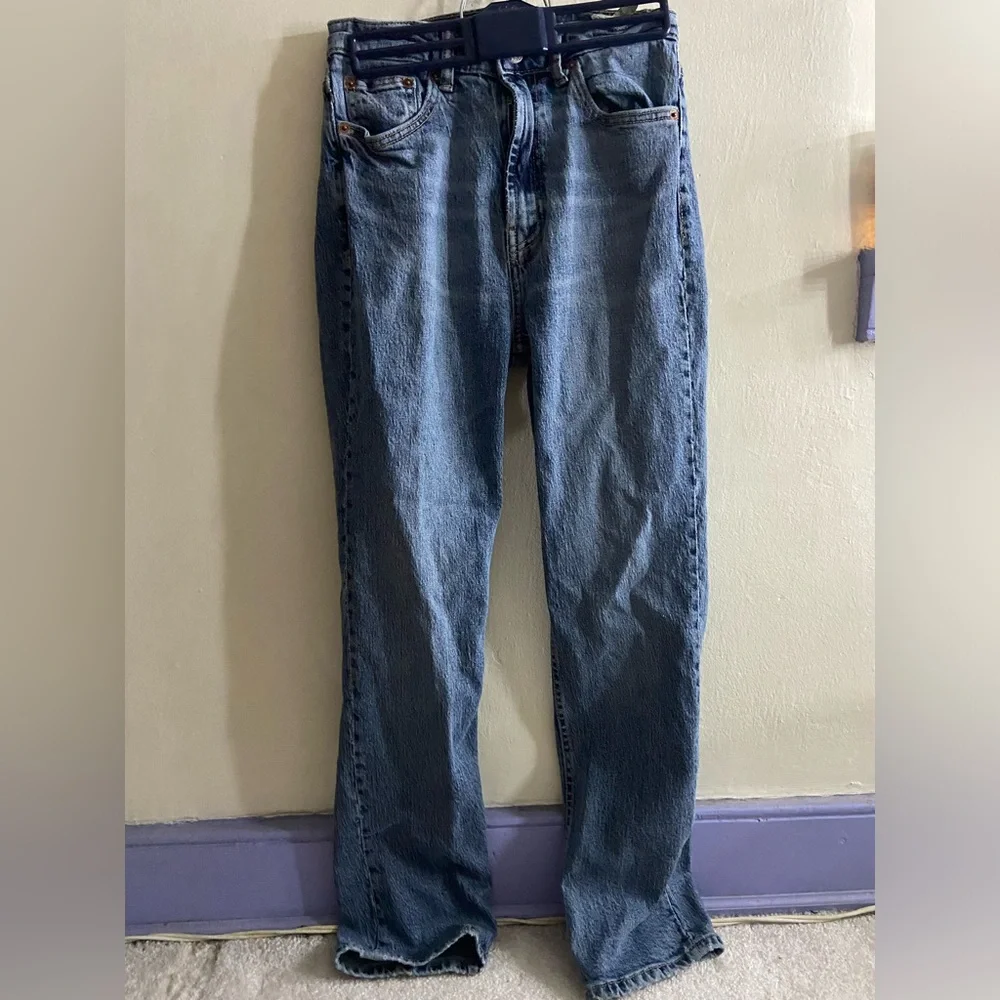 Zara Straight Leg High Rise Dark Jeans - Picture 4 of 7